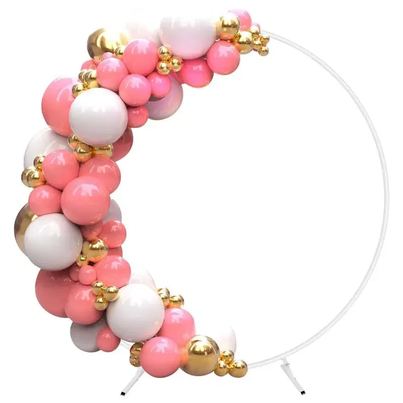 Stojak metalowy biały KOŁO na balony i dekoracje 2m Tło do zdjęć