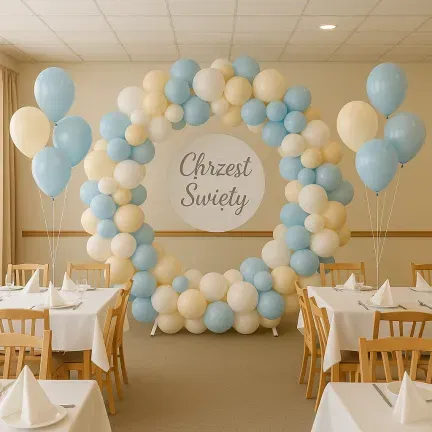 Stojak metalowy biały KOŁO na balony i dekoracje 2m Tło do zdjęć