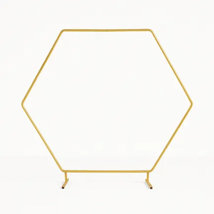Stojak metalowy złoty HEKSAGON na balony i dekoracje 2m Tło do zdjęć