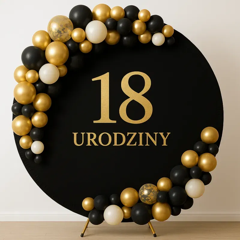 Pokrowiec czarny materiał na Stojak KOŁO na balony 2m Tło do zdjęć