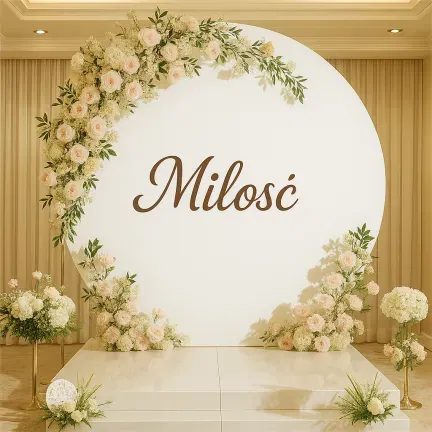 Pokrowiec biały materiał na Stojak KOŁO na balony 2m Tło do zdjęć