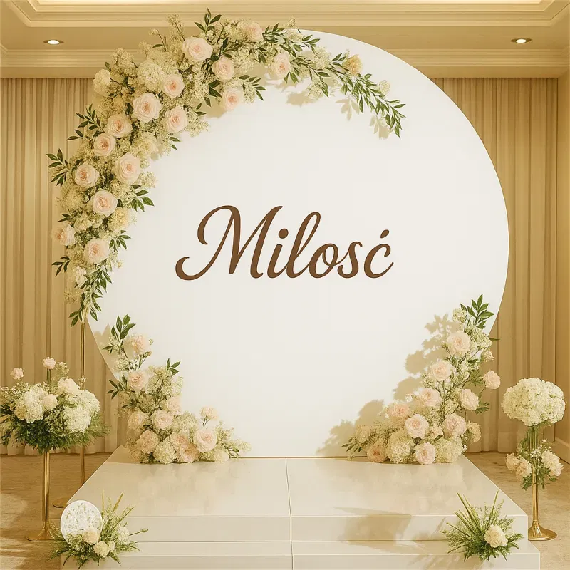 Pokrowiec biały materiał na Stojak KOŁO na balony 2m Tło do zdjęć