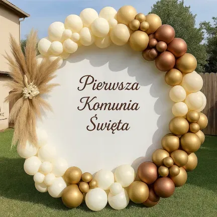 Pokrowiec biały materiał na Stojak KOŁO na balony 2m Tło do zdjęć