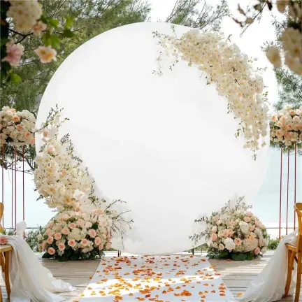 Pokrowiec biały materiał na Stojak KOŁO na balony 2m Tło do zdjęć