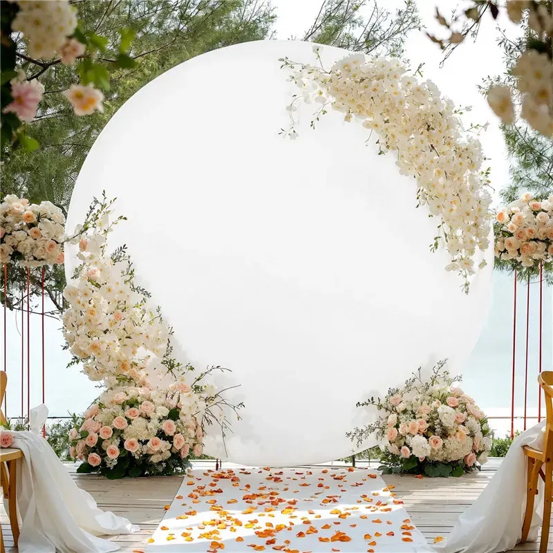 Pokrowiec biały materiał na Stojak KOŁO na balony 2m Tło do zdjęć