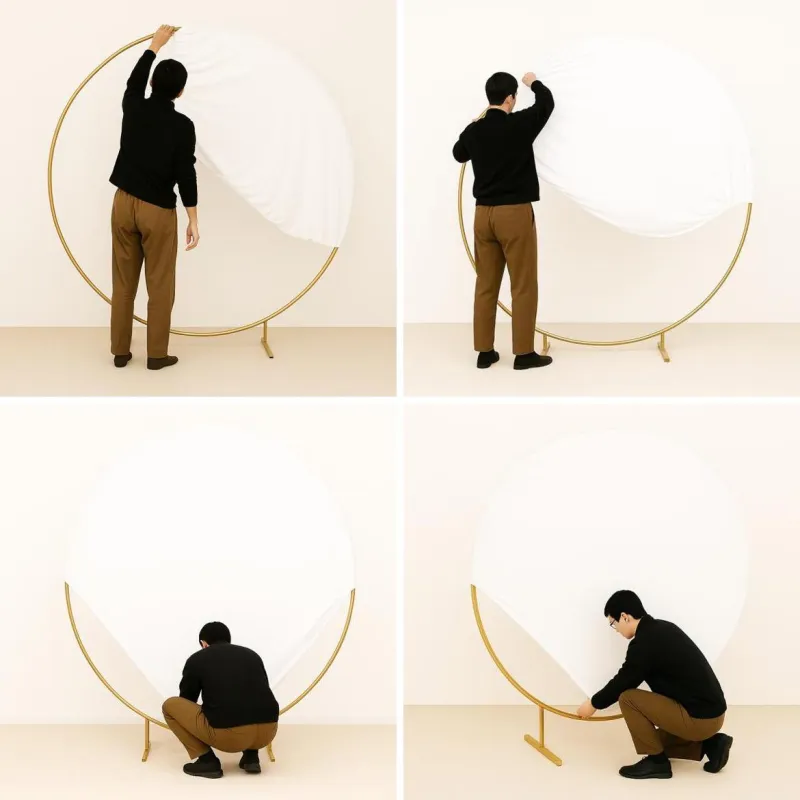 Pokrowiec biały materiał na Stojak KOŁO na balony 2m Tło do zdjęć