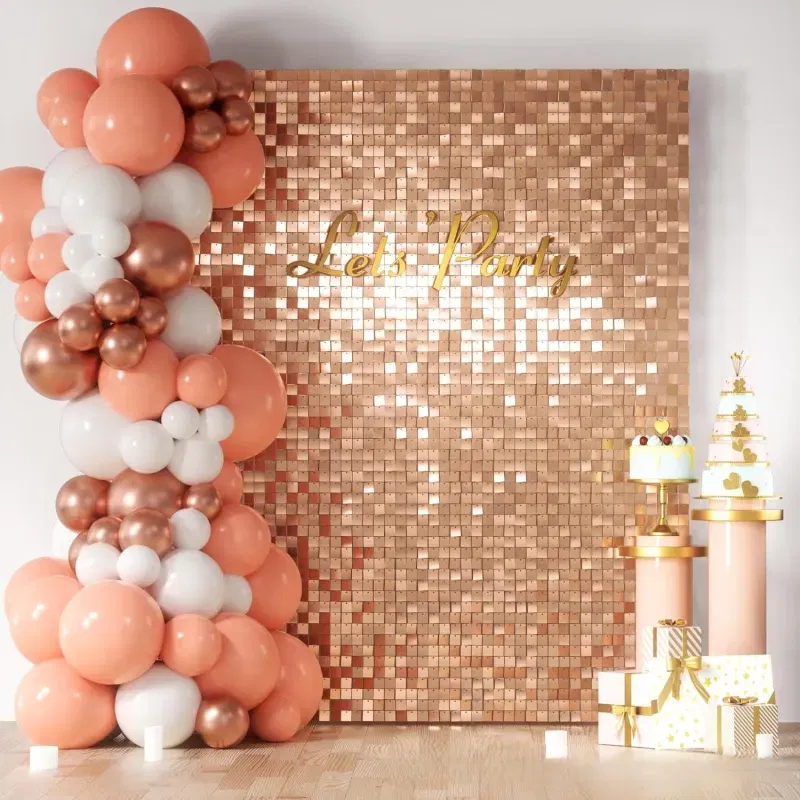 Panel dekoracyjny CEKINOWY rose gold różowe złoto 30 x 30 cm