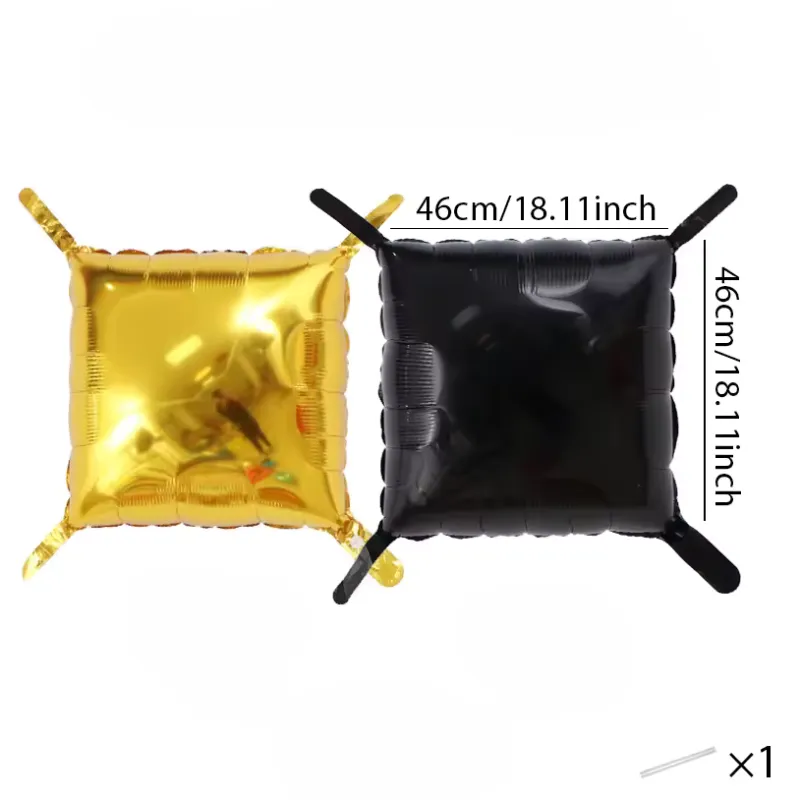 Balon foliowy dwustronny złoto-czarny 1 szt. 46 x 46 cm Kurtyna Ścianka