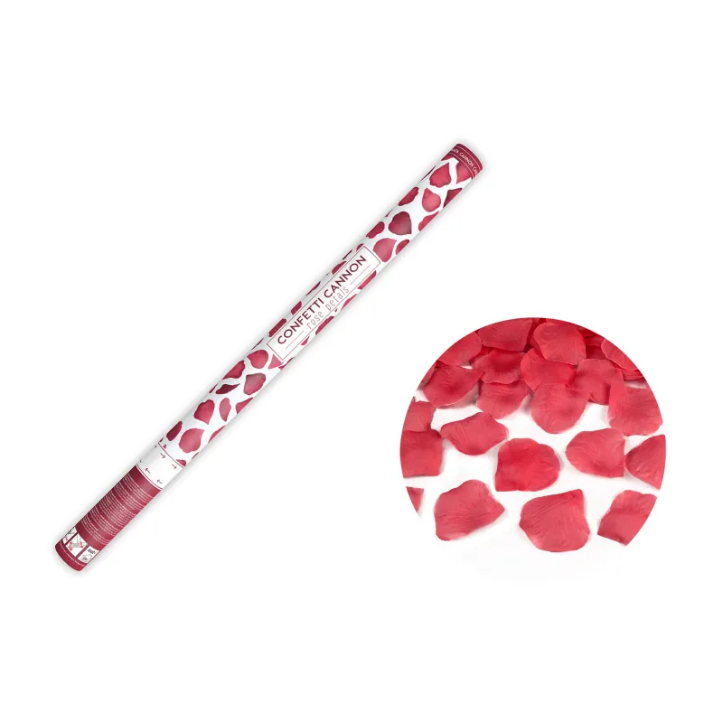 Tuba konfetti z płatkami róż, bordo, 80cm