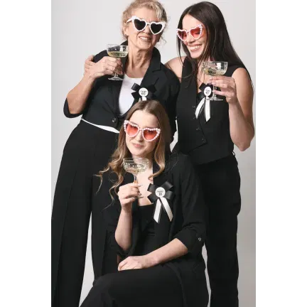 Kotylion na 60 urodziny, kremowo-czarny, 11x17 cm