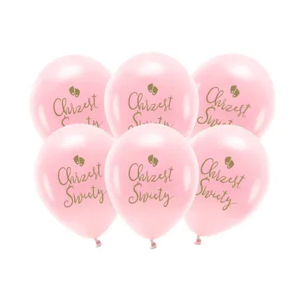 Balony Eco 33 cm, Chrzest Święty, rumiany różowy: 1op./6szt.