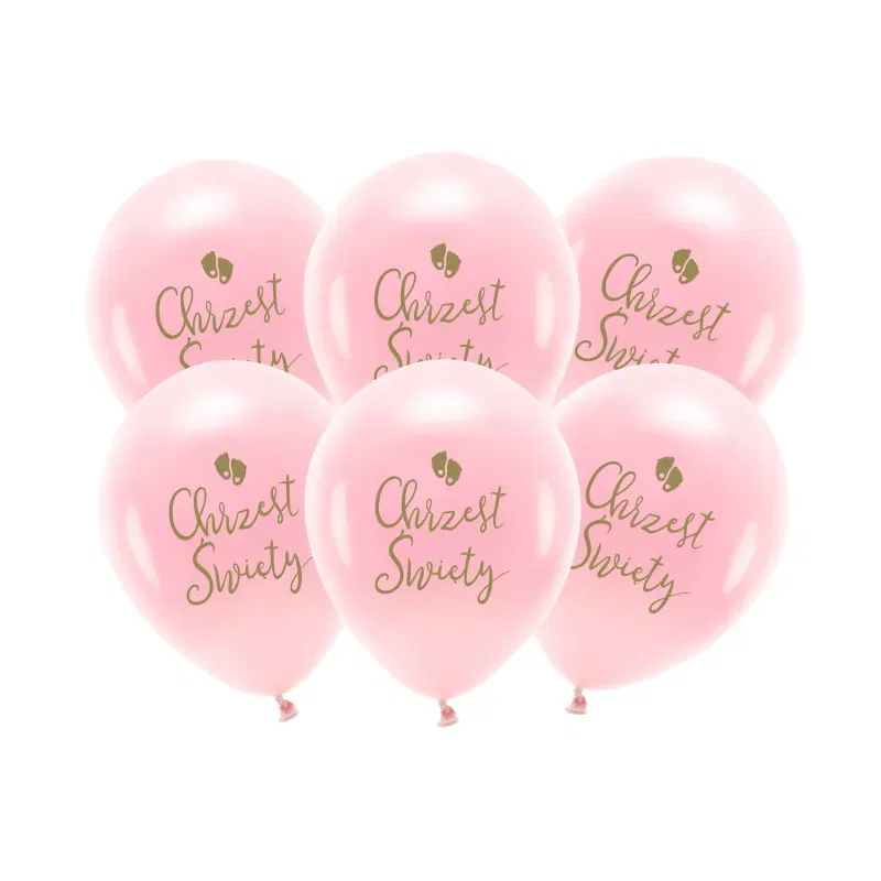 Balony Eco 33 cm, Chrzest Święty, rumiany różowy: 1op./6szt.