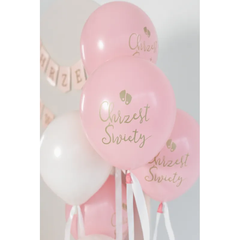 Balony Eco 33 cm, Chrzest Święty, rumiany różowy: 1op./6szt. Balony Eco 33 cm, Chrzest Święty, rumiany różowy: 1op./6szt.