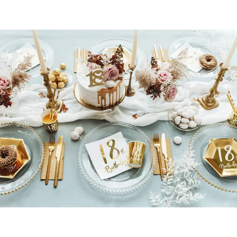 Kubeczki 18th Birthday, złoty, 220ml: 1op./6szt.