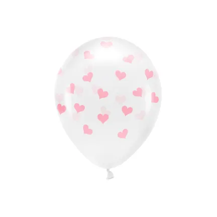 Balony Eco 33 cm, Serca, Crystal Clear 1op./6szt.