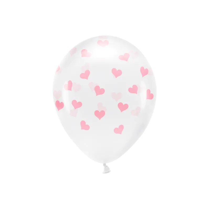Balony Eco 33 cm, Serca, Crystal Clear 1op./6szt.