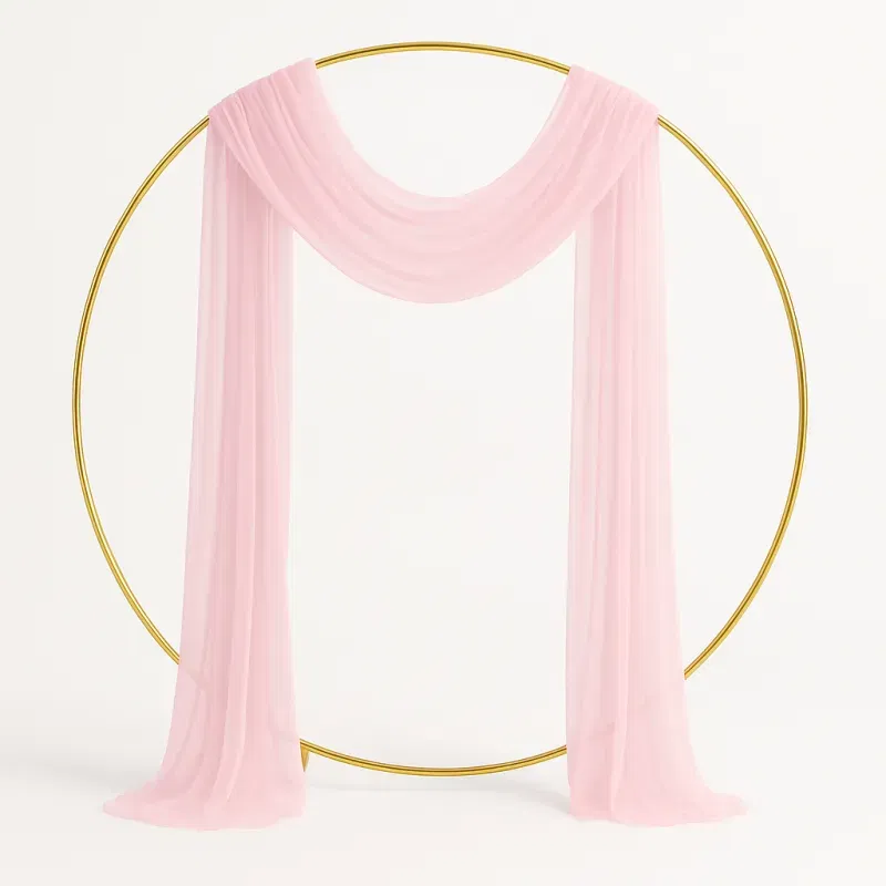 Zasłona DRAPERIA dekoracyjna szyfonowa JASNORÓŻOWA 75 x 600 cm