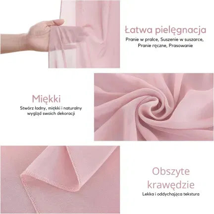 Zasłona DRAPERIA dekoracyjna szyfonowa JASNORÓŻOWA 75 x 600 cm