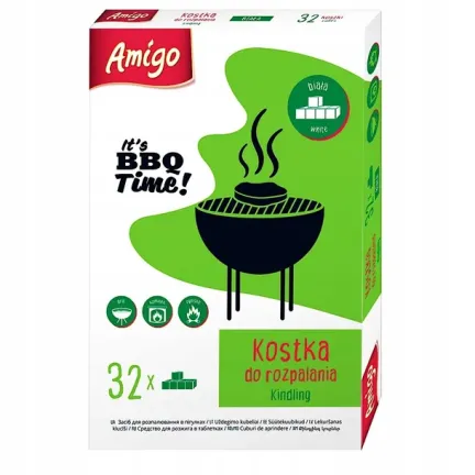 Podpałka do grilla kostka do rozpalania AMIGO biała 32 kostki