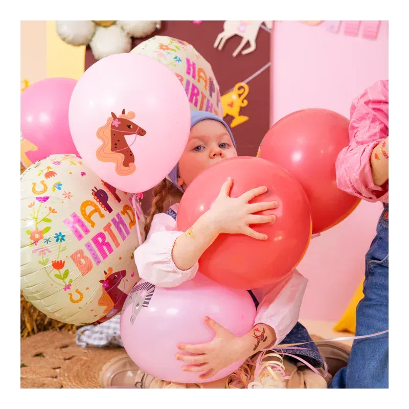 Balon foliowy Happy Birthday Koniki 45 cm