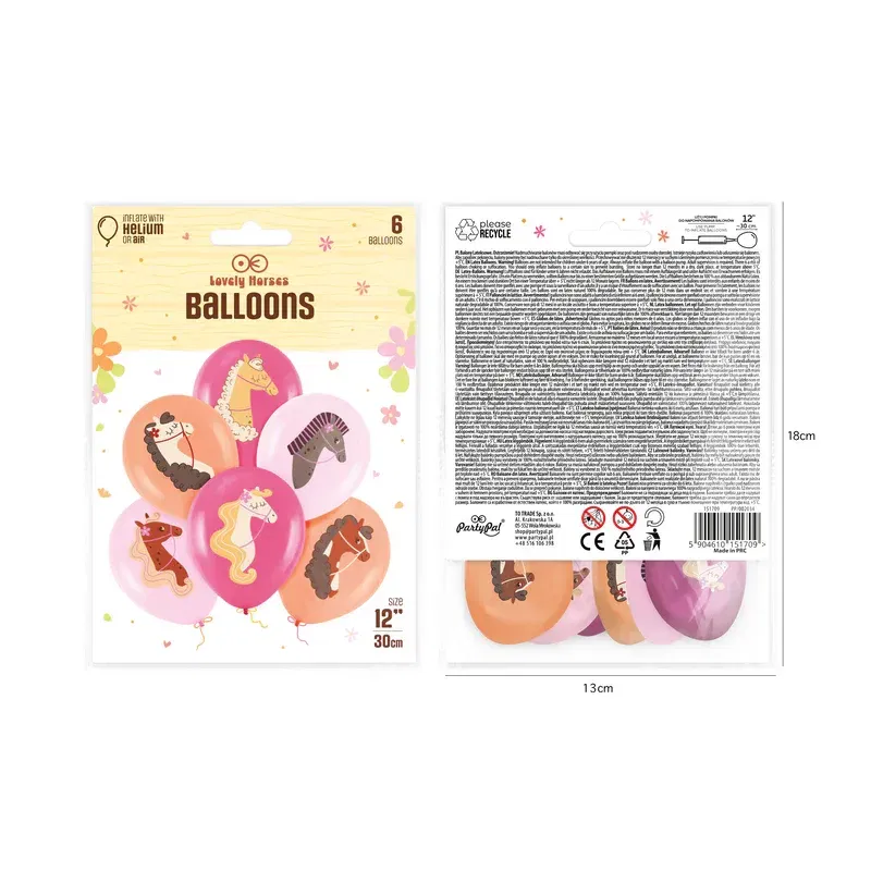 Balony Koniki 12 cali 6 szt. zestaw