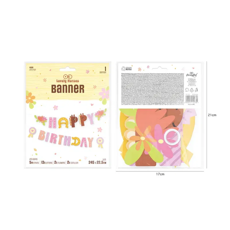 Baner Happy Birthday Koniki 245 x 22,5cm