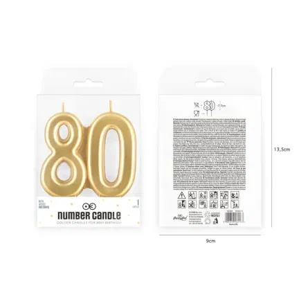 Świeczka złota cyfra 80