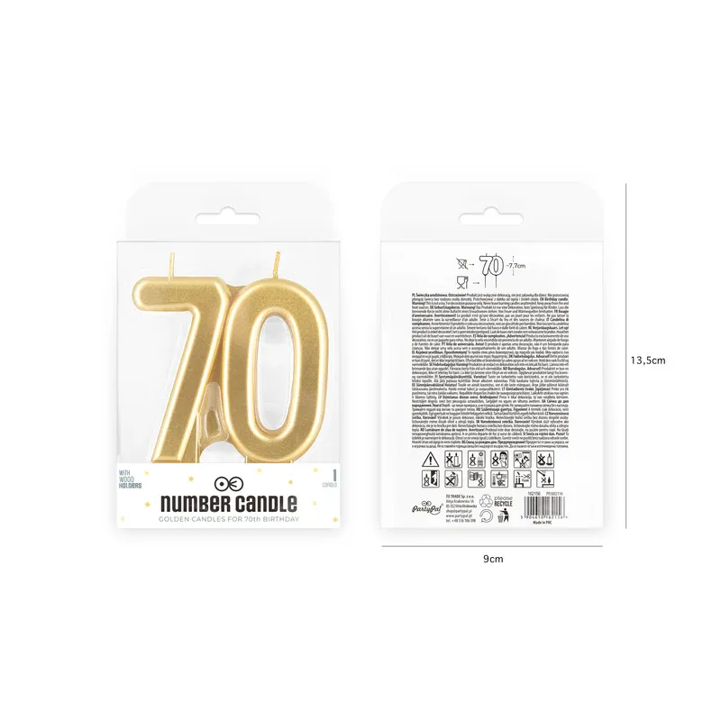 Świeczka złota cyfra 70 Świeczka złota cyfra 70