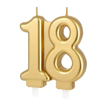 Świeczka złota cyfra 18