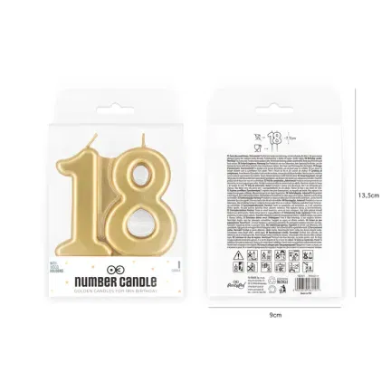 Świeczka złota cyfra 18 Świeczka złota cyfra 18