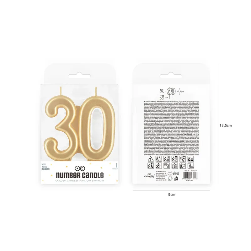 Świeczka złota cyfra 30