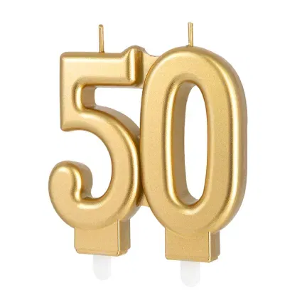 Świeczka złota cyfra 50