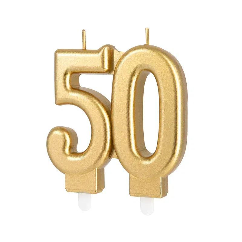 Świeczka złota cyfra 50