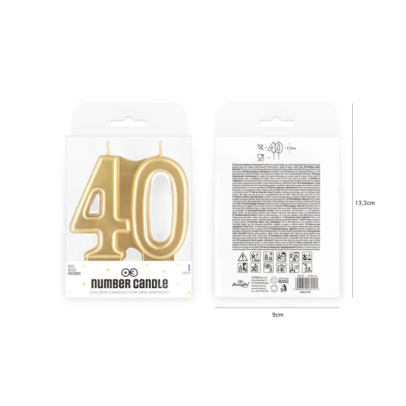 Świeczka złota cyfra 40