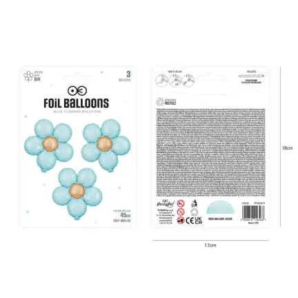 Balon foliowy Kwiat niebieski matowy 45cm 3szt.