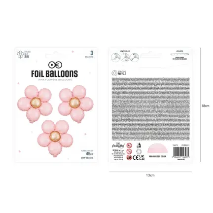 Balon foliowy Kwiat różowy matowy 45cm 3szt. Balon foliowy Kwiat różowy matowy 45cm 3szt.