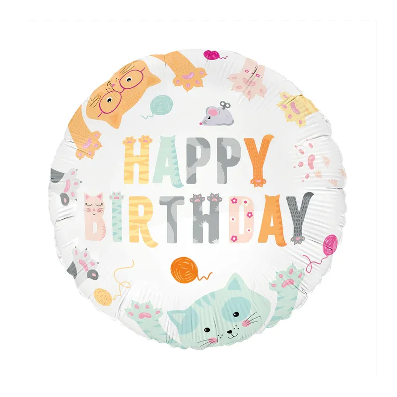 Balon foliowy Happy Birthday Kotki 45cm