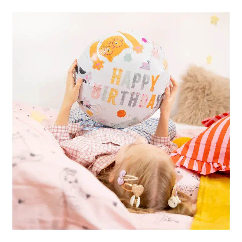 Balon foliowy Happy Birthday Kotki 45cm