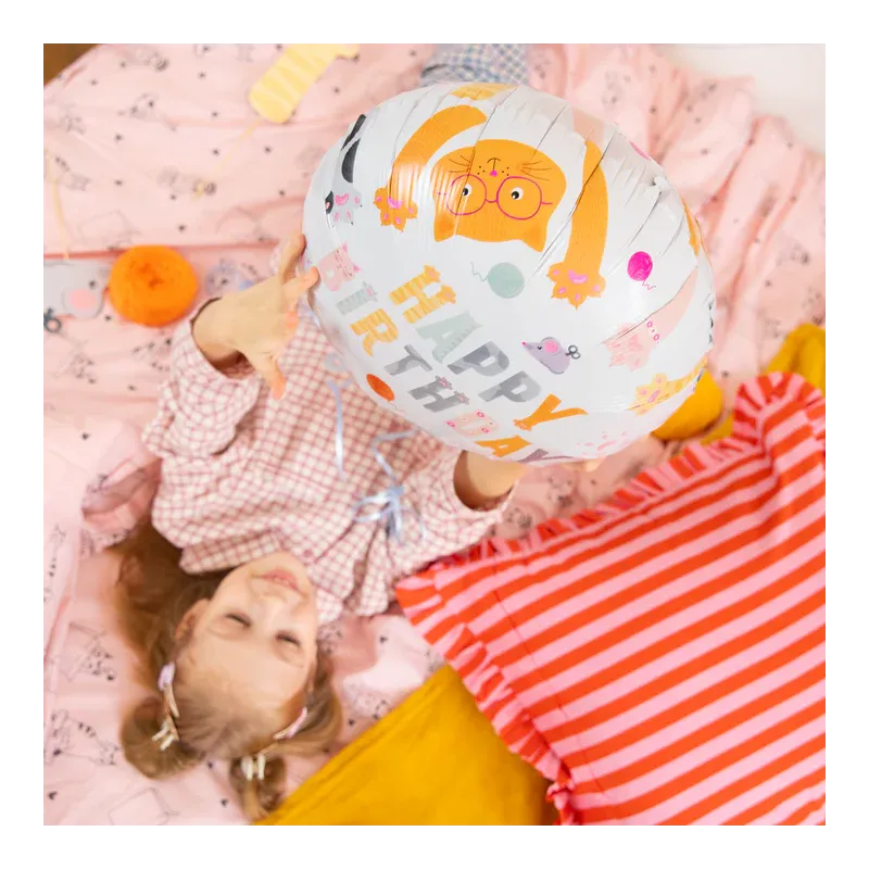 Balon foliowy Happy Birthday Kotki 45cm