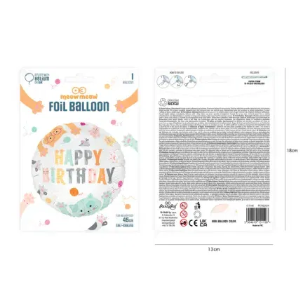 Balon foliowy Happy Birthday Kotki 45cm