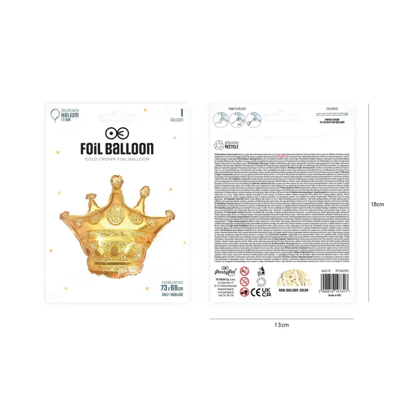 Balon foliowy Korona 73x68cm Balon foliowy Korona 73x68cm
