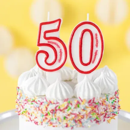 Świeczka cyfra z napisem Wszystkiego najlepszego 0