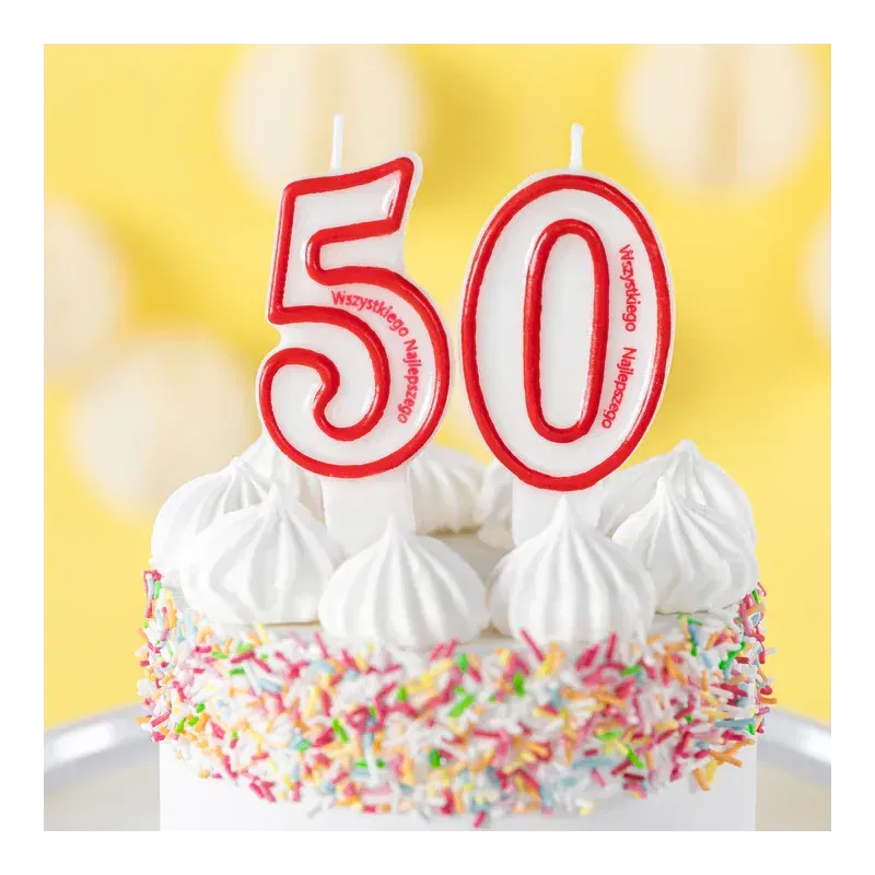 Świeczka cyfra z napisem Wszystkiego najlepszego 0