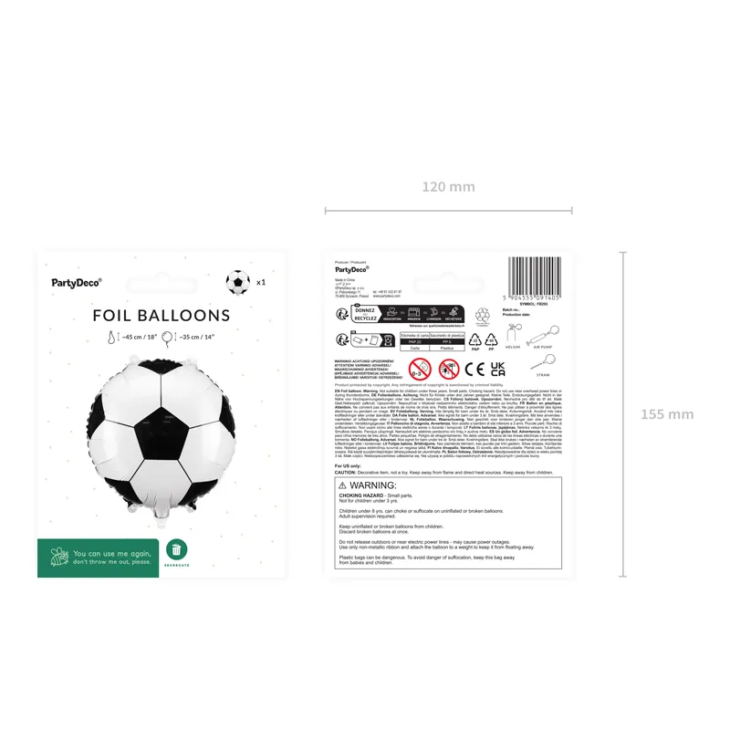 Balon foliowy Piłka nożna, 35x35 cm