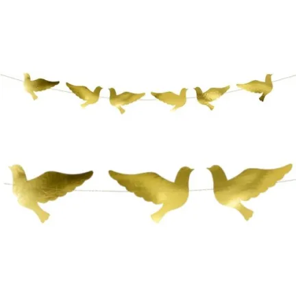 Girlanda Gołębie, złoty, 112 cm