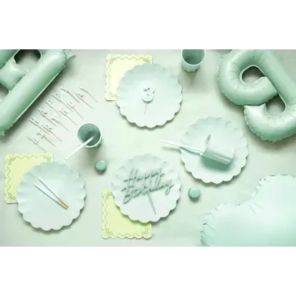 Topper akrylowy na tort Happy Birthday, zieleń, 16.5 cm