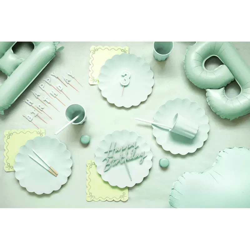 Topper akrylowy na tort Happy Birthday, zieleń, 16.5 cm