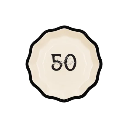 Talerzyki papierowe ''Hello 50'' 18 cm 6szt
