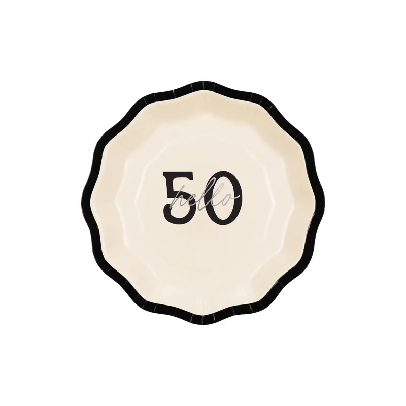 Talerzyki papierowe ''Hello 50'' 18 cm 6szt