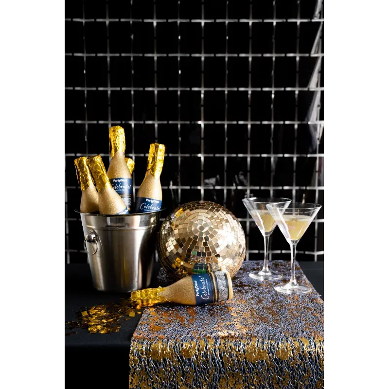 Tuba z konfetti Szampan, złoty, 20.5cm